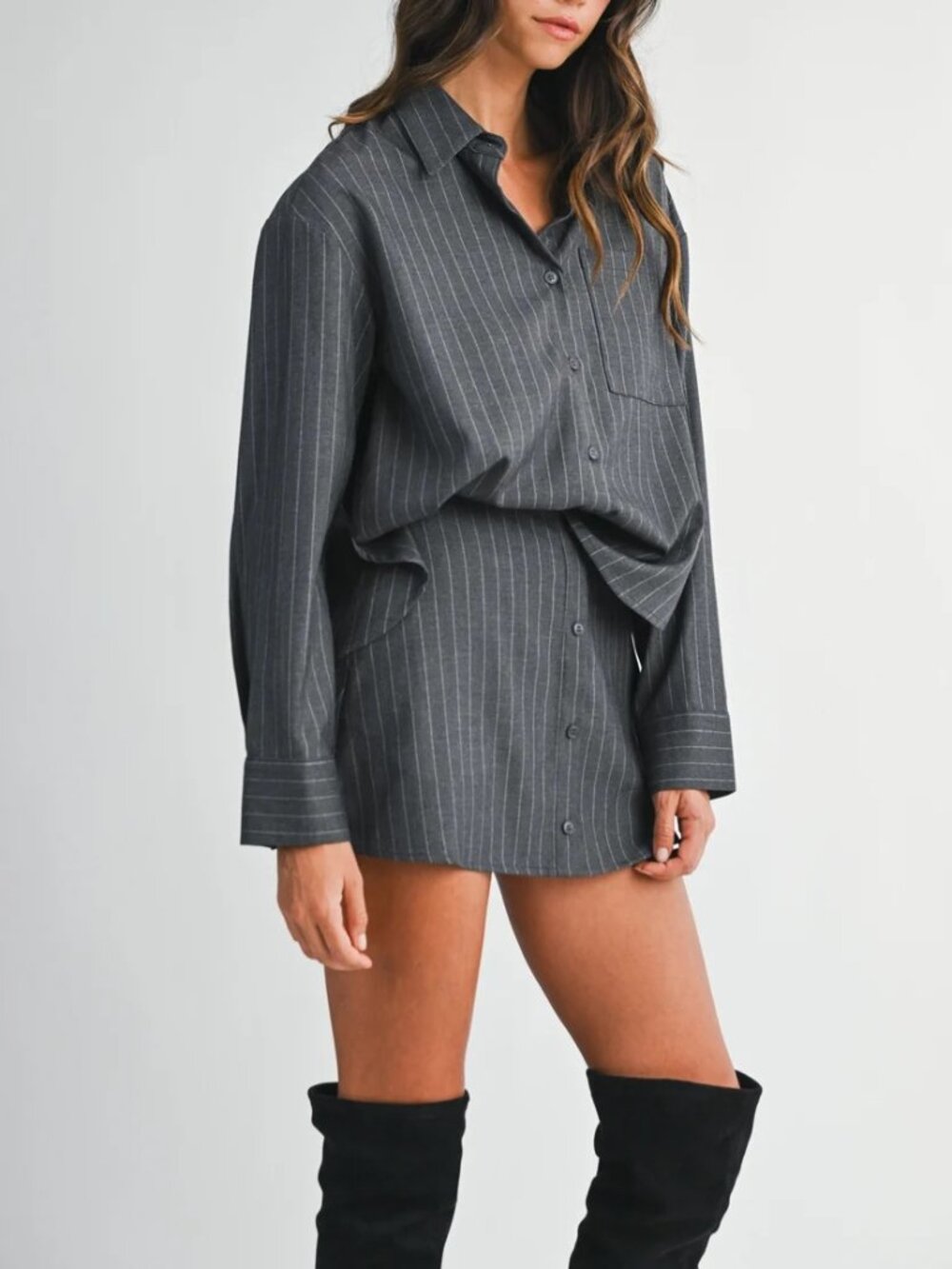 Pinstripe Skirt Set